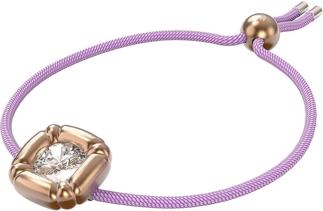 Swarovski Dulcis Soft Bracelet with White Crystal in Rose Gold-Tone Molded Setting on Purple Braided Cord, Part of the Dulcis Collection