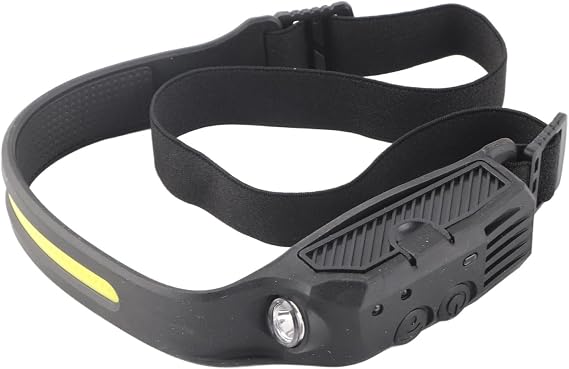 LED Headlight USB Charging 4 Level Double Button Switch Gel Material Intelligent Sensing COB Headlights