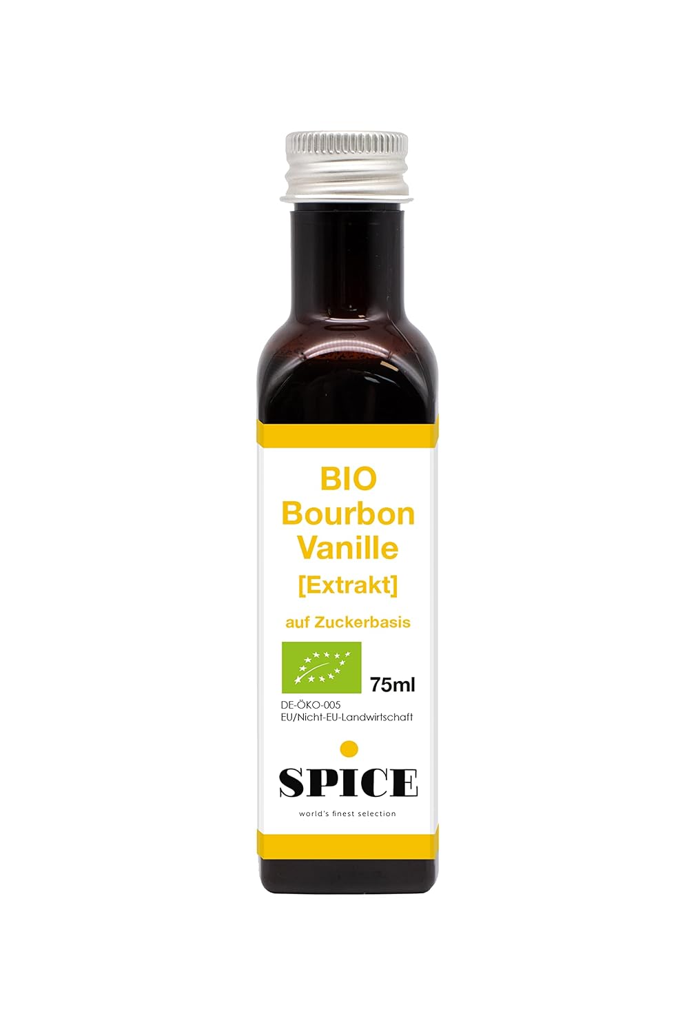 Spice Organic Bourbon Vanilla Extract, 75 ml Natural Vanilla Extract Liquid from Organic Vanilla, High-Quality Essence from Madagascar Vanilla Beans, Ideal for Baking and Refining, Alcohol Free