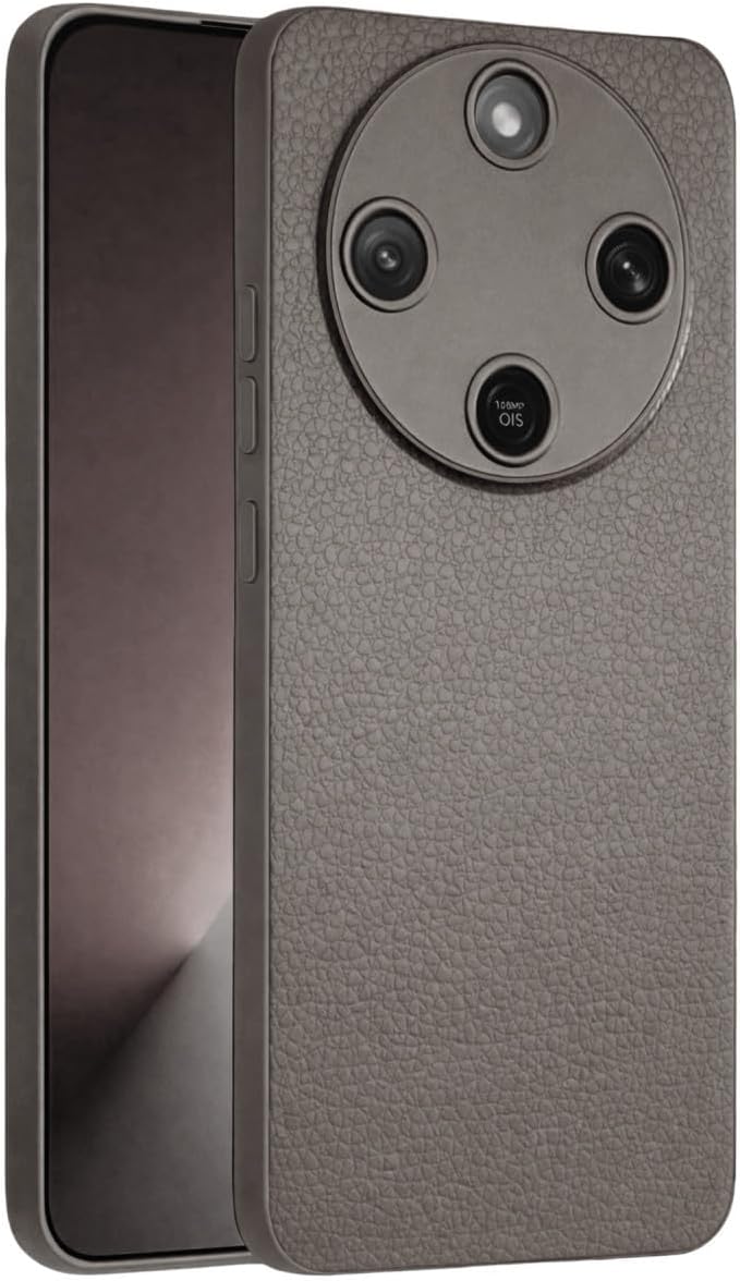 Coverzone Honor Magic 8 Lite ile uyumlu Kılıf Deri Görünümlü Thermax Silikon kılıf Kamera Korumalı Kompakt Tasarım Honor Magic 8 Lite için Deri Görünüm Kapak Gri