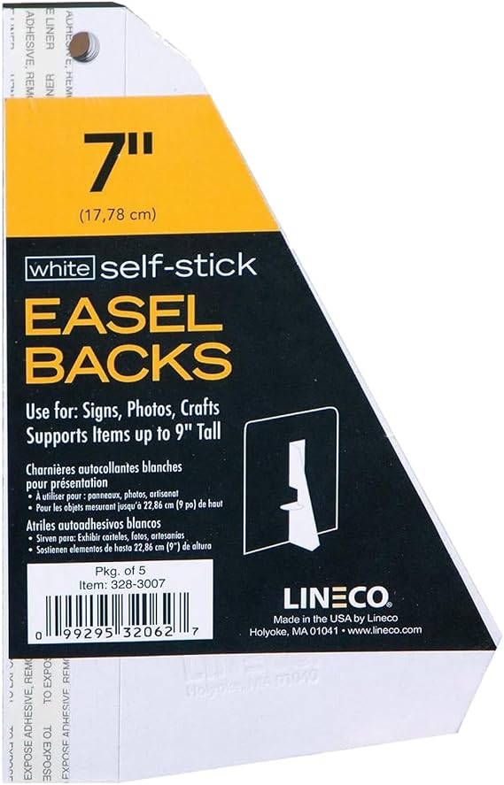 Lineco 328-3007 White Single-Wing 7" Self-Stick Chipboard Easel Backs 5/Pkg