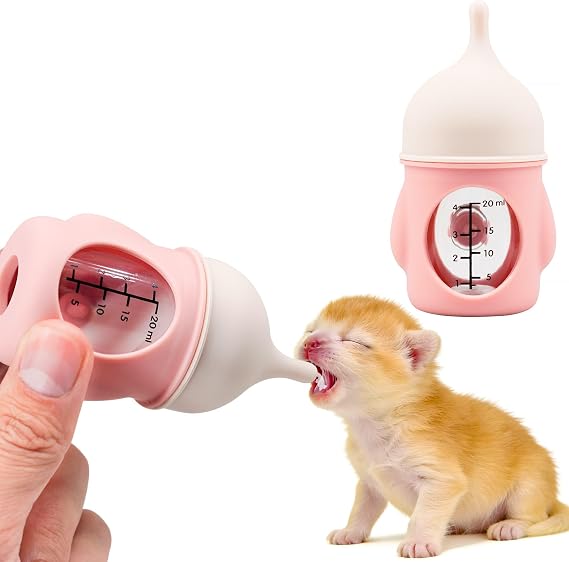 Puppy Bottles for Nursing,Kitten Bottles for Nursing,Pet Feeding Bottle,(Pink- 20ml)