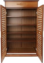 Bamboo Shoe Rack 5-Tier Brown Retro Simple Style Shoe Shelf Book Case Shoecase Bookcase Storage Cabinet with Drawer for Home Living Room Bedroom