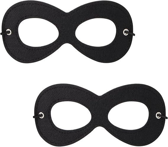 AIMIKE Superhero Mask, Black Felt Eye Mask, Halloween Dress Up, Adjustable Eyemask w/Elastic Rope