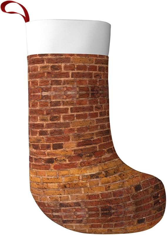 Industrial Brick Wall Background Christmas Stocking Fireplace Hanging Gift Holiday Decoration for Xmas, Home, Parties, Shopping Malls
