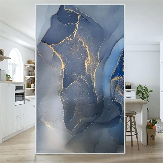 Marble Texture Privacy Stained Glass Window Film Non-Adhesive Static Bathroom Window Cling Frosted Glass Film,Decorative Window for Home Bathroom Living Room Film (19.6" x 39.3" (50 x 100 cm))