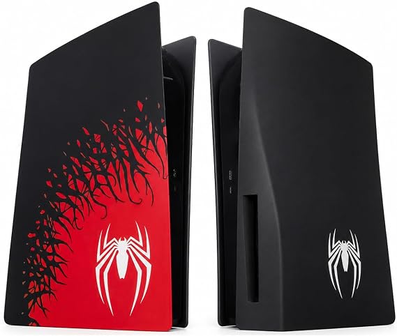 Faceplate for PS5 Side Shell Plates PlayStation 5 Disc Edition Console Replacement Accessory Case Cover Black Plate Anti-Scratch Dust Cover Skin Protector (Spider)