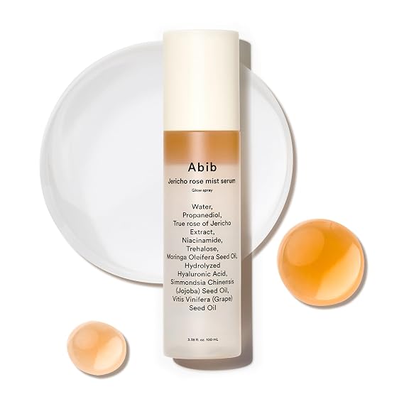 Abib Jericho Rose Mist Serum, Glow Spray 3.38 fl oz I Vegan Collagen, Creamides I Face Moisturizer, Radiance Booster, Korean Skincare I 4 Types of Seed Oil