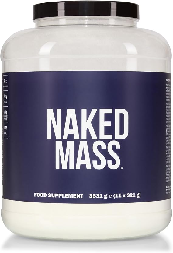 NAKED Mass - Unflavored Natural Weight Gainer Protein Powder - 3531g - GMO, Gluten, and Soy Free. No Artificial Ingredients - 1,216 Calories per Serving