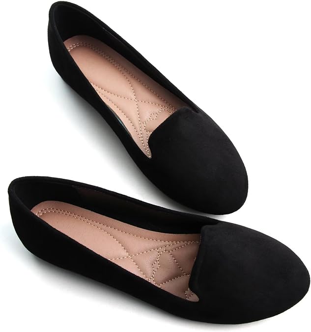 WENJIAZHIZHI Women Round Toe Ballet Flats Slip-On Loafer Shoes