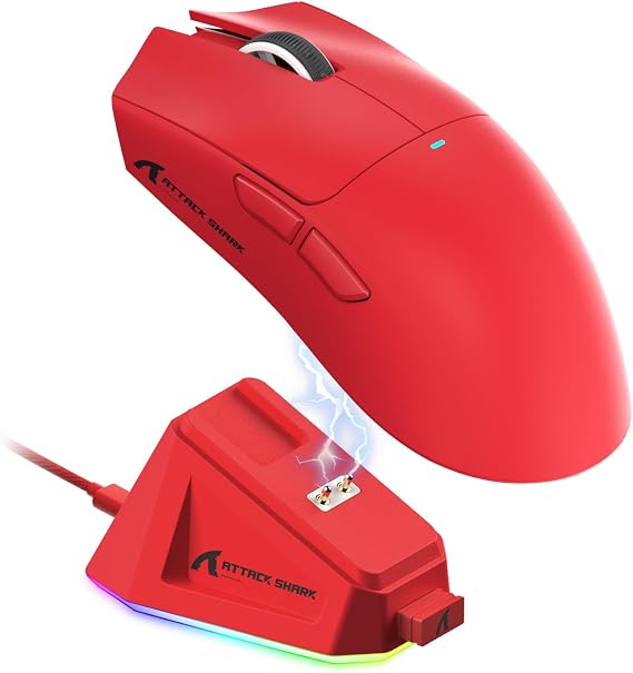 ATTACK SHARK X11 Lightweight Gaming Mouse PAW3311 Optical Sensor 5 Programmable Buttons for PC/Mac, Red