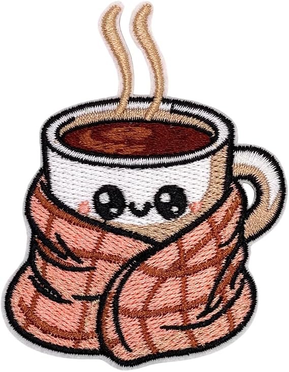 Cozy Coffee Patch 3 inches, Cool Coffee Iron On Patch