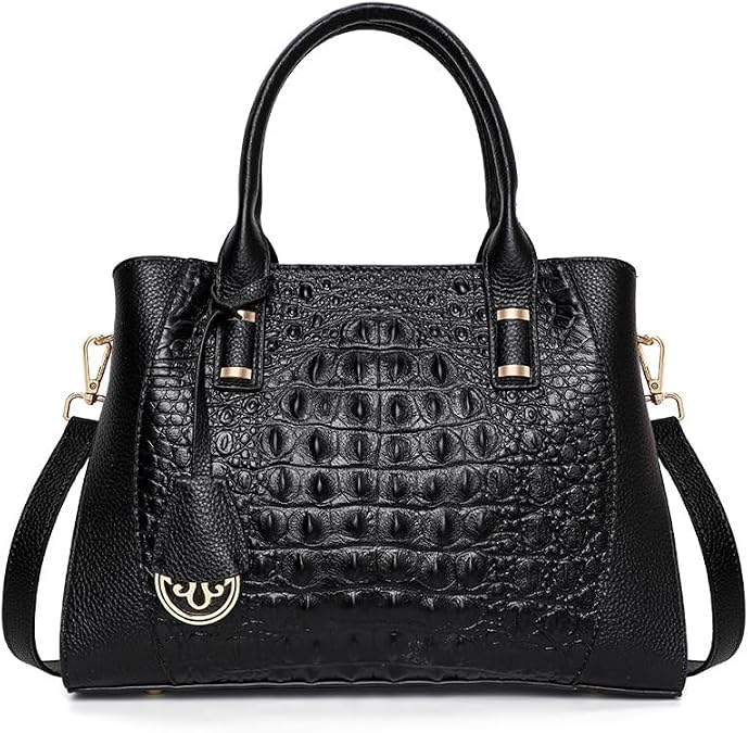 Genuine leather crocodile-patterned handbag detachable shoulder strap cross-body shoulder bag large capacity women's purse