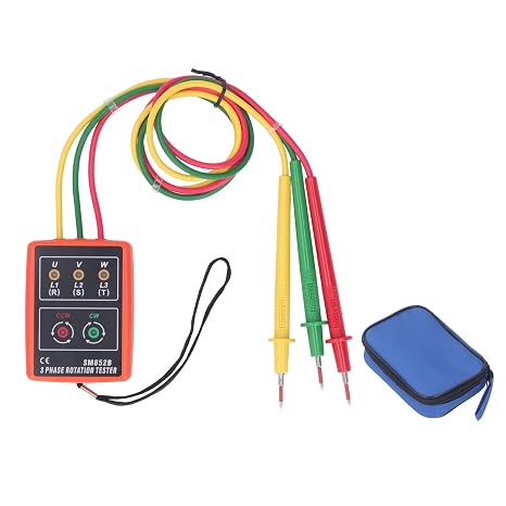 3 Phase Sequence Tester SM852B | AC Phase Rotation Indicator | Voltage & Current Detector | 20Hz - 400Hz Range | 2000V Withstand