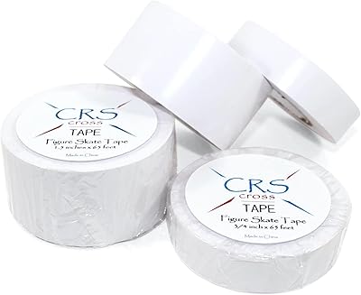 CRS Cross Figure Skate Tape Combo 1 roll 1.5 inch & 1 roll 34 inch - Longer 65 foot roll to protect leather figure skating boots without polish & keep laces tightened.