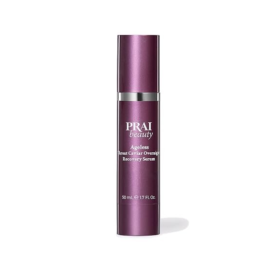 PRAI Beauty Ageless Throat Caviar Overnight Recovery Serum for Instantly Ageless Neck, Neck Firming and Tightening Serum, 1.7 Oz