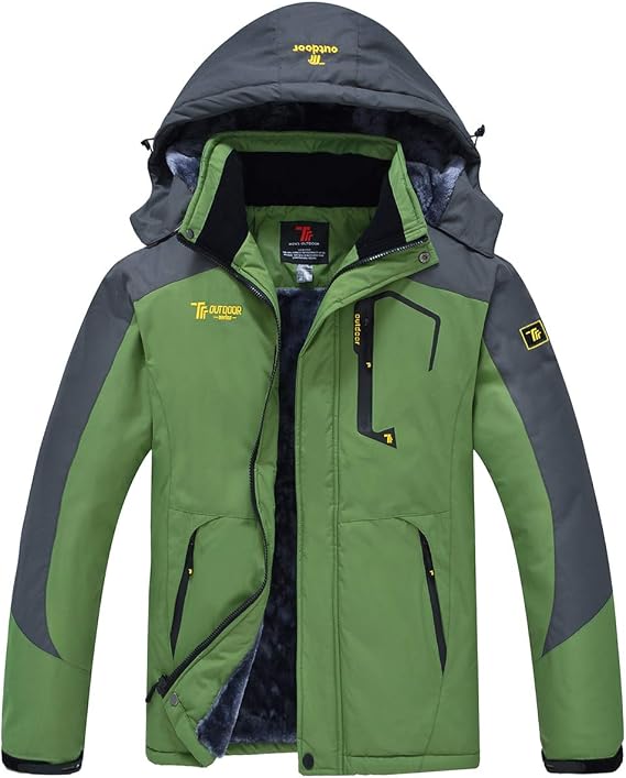 JINSHI Mens Mountain Waterproof Fleece Ski Jacket Windproof Rain Jacket