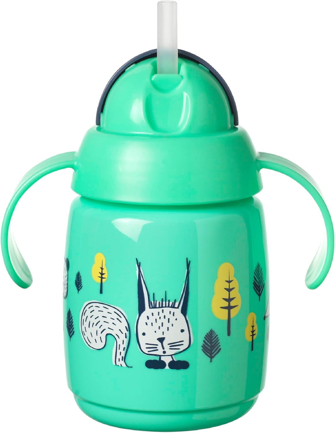 Tommee Tippee Superstar Training Straw Cup, 300ml, for 6m, Teal, Non-Spill Weighted Straw Cup for Toddlers with Soft Silicone Straw, Leak Proof and BPA Free