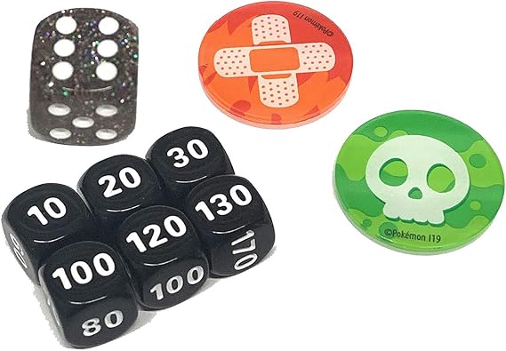 Pokemon Compatible Dice Damage Counter Poison & Burn Marker - Trainer Toolkit Set - Black