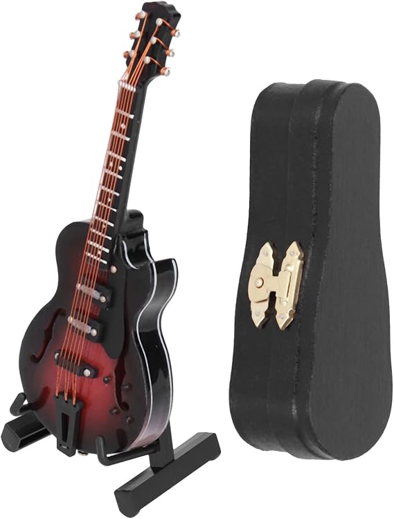 Acoustic Guitar Bundle, Long Service Life Exquisite Wooden Miniature Guitar Practical Sturdy Stylish for Gifts for Home Office Decoration