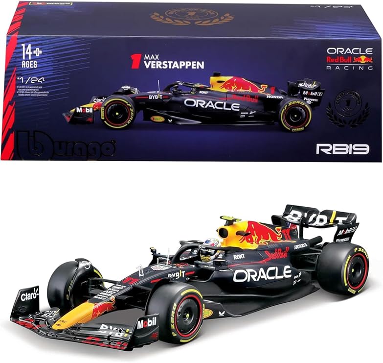 Max Verstappen Red Bull RB19 Formula 1 Model Araba, 1:24 Ölçek, Çok Renkli