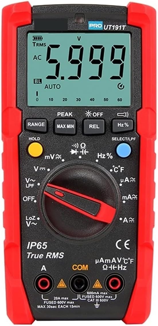 Tester Digital Multimeter Profesional UT191T UT191E True RMS Auto Range DMM 20A Ammeter 600V Count 6000 DC AC Capacitor (Size : UT191T)