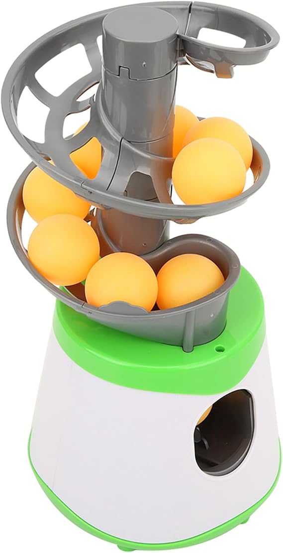 Table Tennis Automatic Launcher, 30.5x15cm ABS Pong Training Machine Automatic Ball Launcher with 10 Balls & Cable Tennis Ball Launcher Toy for Practice