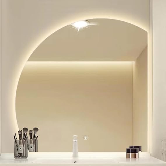 Smart Mirror Bathroom, Irregular Mirror, Half Circle Mirror, Semi Circle Mirror with Lights, Large wall-mounted vanity mirrors 60 cm