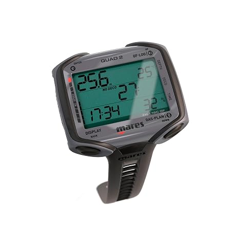 Mares Quad 2 Smart Wrist Underwater Scuba Dive Computer | Depth, Decompression, Time Display, Black