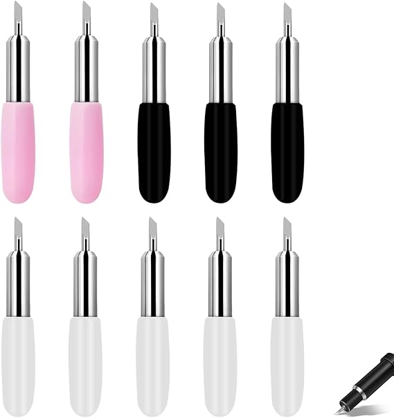 10 Pcs Replacement Blade for Cricut Joy, Cutter Blades Set with 5 45° Fine Point 3 60° Deep Cut 2 30° Shallow Cut, Cutting Machine Vinyl Plotter Titanium Coated Carbide Paper Card Fabric DIY Craft