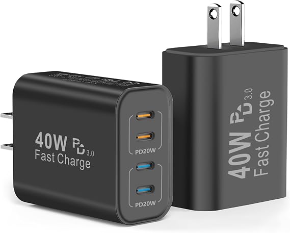 TT&C 40W USB C Charger Block, 2-Pack Type C Wall Plug for iPhone 17, 16, 15