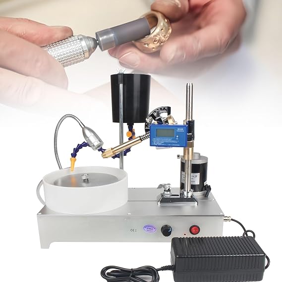 Desktop Gem Grinder, Flat Lap Machine,2800rpm, Adjustable Stainless Steel Gemstone Faceting Machine with Digital Display,for Knives, Seals, Jewelry, Glass, Gemstones