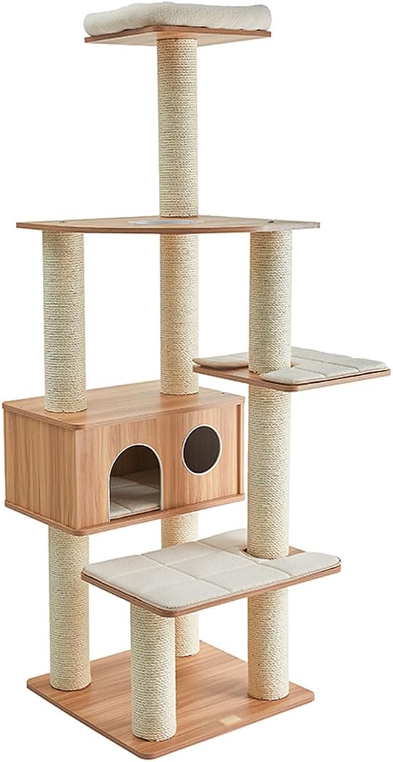 Cat Tree, Tall Cat Tree with Sisal Rope Scratching Posts, 75-Inch Cat Tower with Multi-Layer Platform & Condo, Cat Condo Furniture w/Washable Plush Cushions for Large Cats Kittens