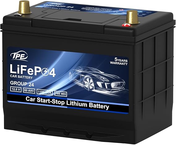 Car Start-Stop Lithium Battery GROUP 24 12V 60AH Car Battery with 1100CCA High-Performance Automotive Battery
