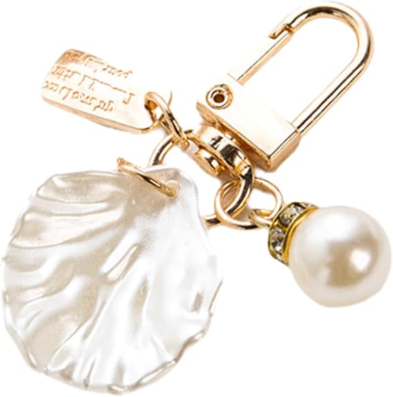 Pearl Shell Bag Charms for Handbags, Cute Ocean Beach Keychain Purse Charms for Women Girls Beach Lovers Gift