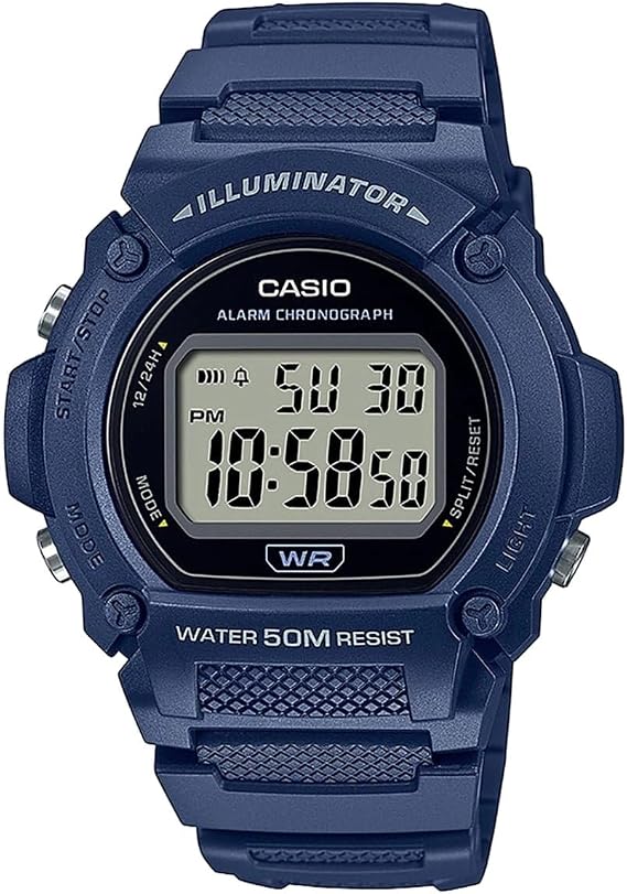 Casio W219H Series | Mens Digital Watch | 50M WR | LED Illuminator | 100 SEC Chronograph | 1/100 SEC Stopwatch | Daily Alarm | Hourly Time Signal | Auto Calendar | 7 Year Battery