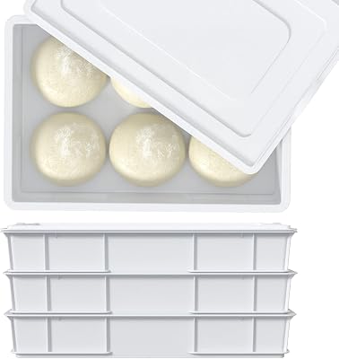Commercial Stackable Proofing Dough Box, White Plastic Dough Proofing Trays with Lid, 4 Pack