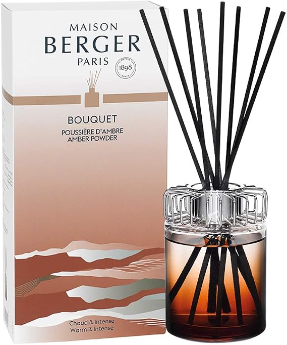 Lampe Berger Scented Bouquet - Land - Sienna - 2.5 x 2.5 x 8.7 inches - Reed Diffuser with 8 Black Sticks - Prefilled with Fragrance Amber Powder 115 milliliters - 3.88 Fluid Ounces