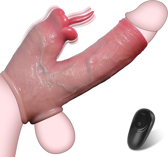 Penisen Largement Tool Extendors Sleeve 7.5 inch, 10 Vibration Modes & 35% Girth Enhancer Y106* (Flesh)