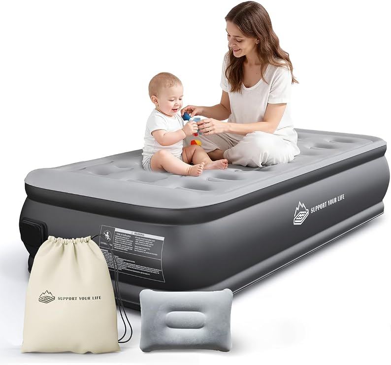 JUITOY Air Mattress with Built-in Pump, Inflatable Blow Up Bed Twin