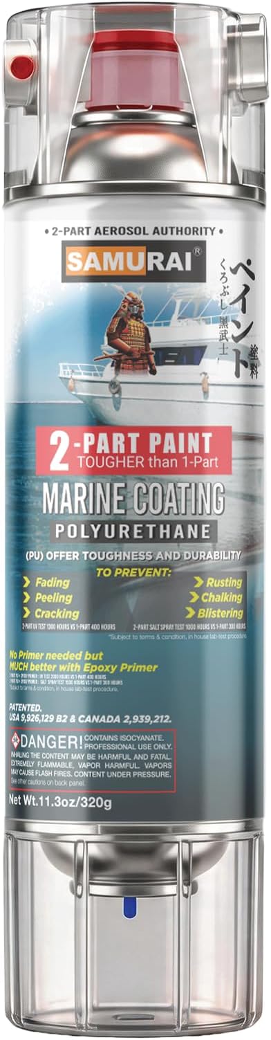 Samurai 2K Spray Paint for Marine - PU (Polyurethane) (SIGNAL WHITE, Pack of 1 Can)