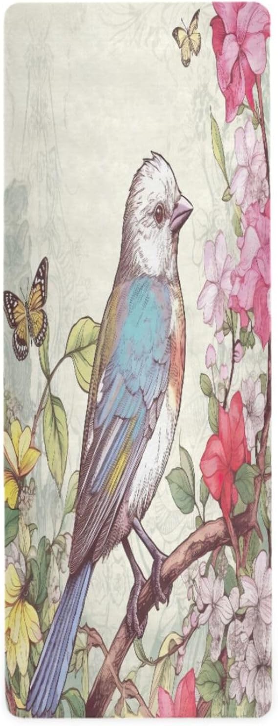 Birds Painting Design Yoga Mat Thick Non Slip Yoga Mat Workout Mat for Men Women, Exercise & Exercise Mat for Home Gym, Yoga, Pilates, Stretching, and Floor