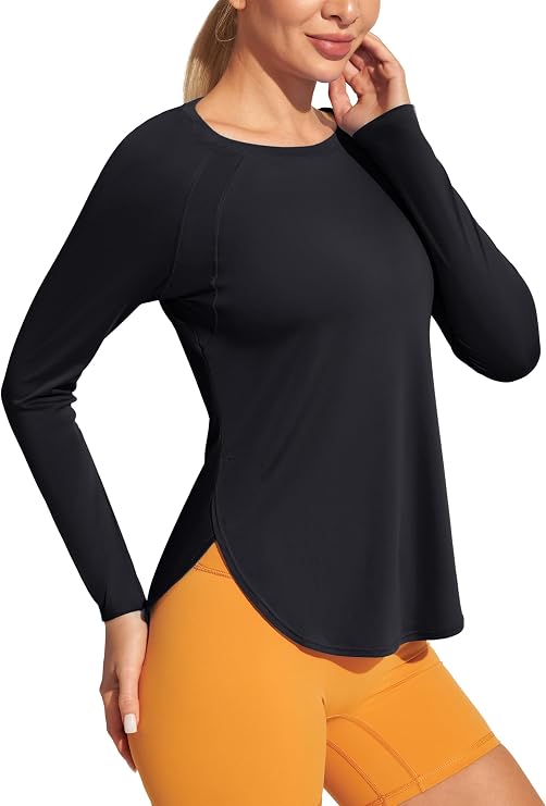 Heathyoga Long Sleeve Workout Tops for Women Sun Shirt UPF 50+ SPF UV Protection Hiking Swim Shirts for Woman Rash Guard