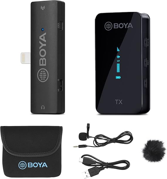 BOYA XM6-S3 Wireless Lavalier Microphone for iPhone/iPad, 2.4GHz Wireless Lapel Microphone with OLED Display & Bulit in Microphone for YouTube, Tiktok Live Stream, Video Recording, Vlogging