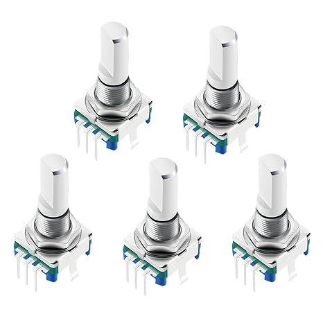 Rotary Encoder Code Switch 5pcs EC11 360 Degree Digital Potentiometer 5 Pin Handle Length 20mm for Electronics Projects Data Input