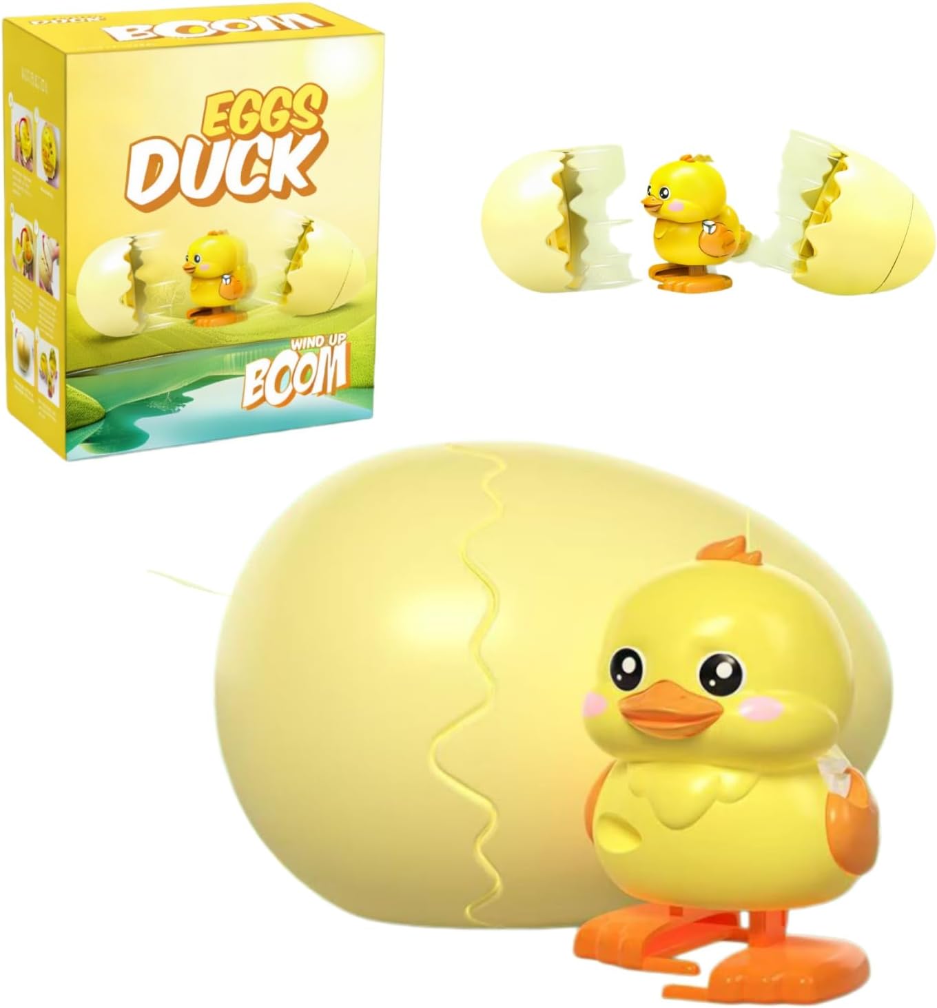 Winnsell Wind-Up Surprise Eggs, Duck Hatching Egg Wind-Up Animal Toys Eggshells Pop Open Automatic Walking Hatchlings Surprise Eggs for Easter Birthday Party Favors (Duck)