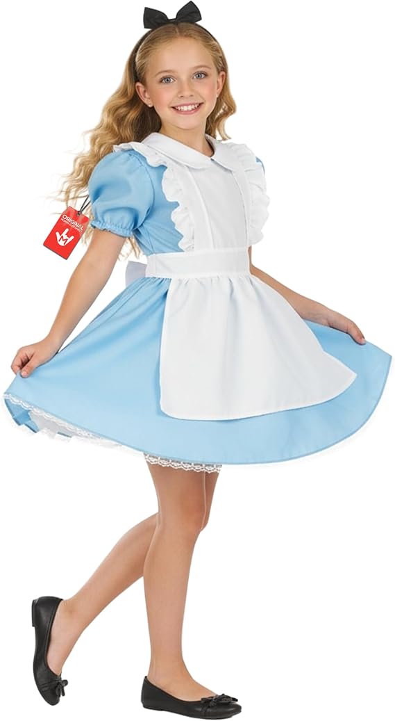 fun shack, Alice In Wonderland Costume Kids, Halloween Costume | Classic Light Blue Dress, Separate White Apron Included, Perfect for Halloween, Fun for Dressing Up