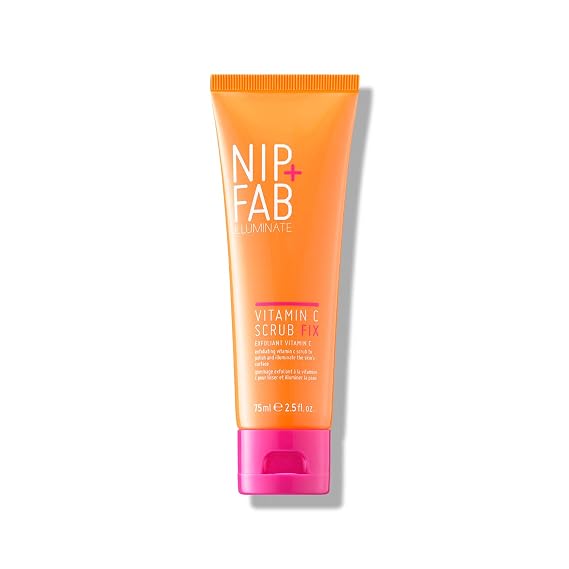 Nip+Fab Vitamin C Fix Scrub for Face with Coconut Oil and Coffee Seed Cleansing Exfoliating Facial Cleanser for Skin Brightening Fine Lines and Wrinkles, 2.5 fl oz