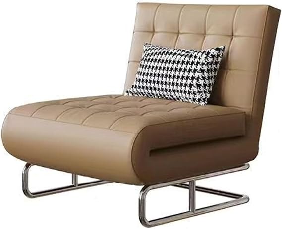 Convertible Sofa Sleeper Chair Bed, Chaise Lounge Couch, Sleeper Chair with 5 Position Adjustable Backrest & Pillow, Floor Single Futon Chairs for Small Spaces, Home Office,Brown,Medium