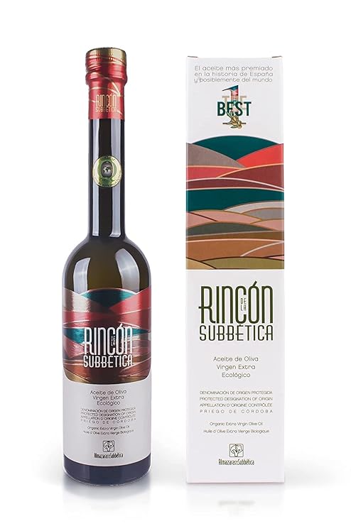 Rincon De La Subbetica- Award Winning, Organic Cold Pressed EVOO Extra Virgin Olive Oil, 16.9-Ounce Glass Bottle